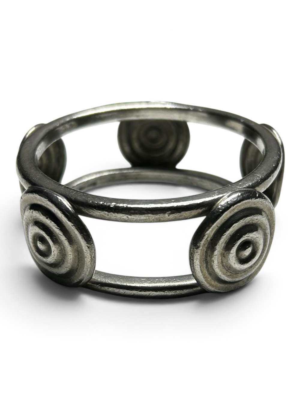 Vintage Ben-Amun Spiral Cuff Bracelet Silver Tone Modernist Statement